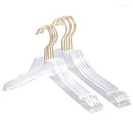 Hangers 5 Pcs Clear Acrylic Clothes Hanger With Gold Hook Transparent Shirts Dress Notches For Lady Kids