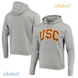 USC Trojans Heathered Grey Vintage Club Cluece Pullover Hoodie Uconn Huskies Sweatshirt HHH