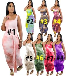 Plus size S4XL Women dresses sexy tie dye dress female fashion bodycon sleeveless scoop neck maxi skirts summer clothing casual b7590760