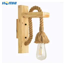 Wall Lamp Homhi Rope Wood American Retro Sconce Nordic Industrial Lighting Home Decoration Living Bedside Reading HWL-113