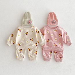 Clothing Sets 8417 Baby Set 2024 Spring Cute Cartoon Bear Girl's Suit Sweater Pants Sports Casual Two Piece 0-3Y