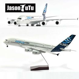 Aircraft Modle JASON TUTU 43-47cm Airplane Model Aircraft Original Models Airbus A380 1/160 Scale Diecast Resin Light and Wheel Plane Gift Y240522