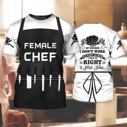 Men's T-Shirts Interesting Chef Uniform 3D Kitchenware Printed T-shirt for Mens Casual O-neck Short Sleeve Top Customised Designer Clothing Large T-shirt Q240521