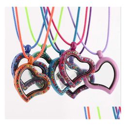 Pendant Necklaces Low Price 8Colors Fashion Living Memory Floating Heart Locket Necklace 30Mm 50Pcs Charm For Women Pendants Drop Deli Dhsxp