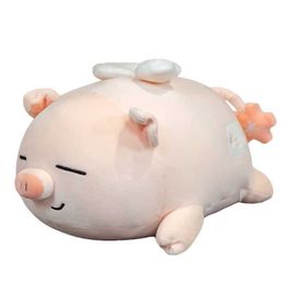Plush Dolls 40-75cm Kawaii Pig Stuffed Doll Lying Plush Angels Piggy Toy Animal Soft Plushie Pillow Cherry Cushion Kids Baby Comforting Gift H240521 W6OF
