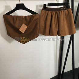 Vestido de camurça feminino feminino sem alças Letras