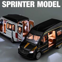 Diecast Model Cars 1 24 Sprinter Alloy MPV Car Model Diecast Metal Toy Vehicles Car Model Collection Sound and Light Simulation Children Gift