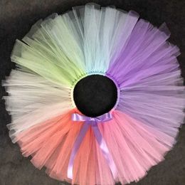 Skirts Girls Pastel Tulle Tutu Skirts Kids Fluffy Ballet Dance Pettiskirts Tutus with Ribbon Bow Children Party Costumes Skirts Cloth Y240522