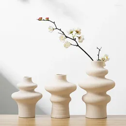 Vases Nordic Ins Circular Hollow Ceramic Vase Donuts Home Decoration Accessories Office Desktop Living Room Art Ornaments Gifts