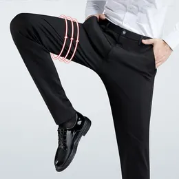 Men's Suits Men Suit Pants Lightweight Slim Fit High Waist Anti-wrinkle Breathable Business Formal Trousers