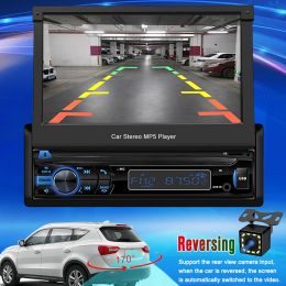 1 Din Car Bluetooth FM Radio Multimedia Player 7" Retractable Touch Screen Universal Autoradio Stereo GPS Navigation