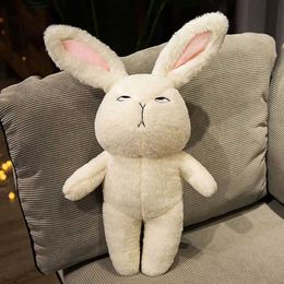 Plush Dolls Funny Long Ears Rabbit Rolling His Eyes Plush Toy Soft Stuffed Cartoon White Bunny Doll Accompany Pillow Cushion Birthday Gift H240521 9SEA