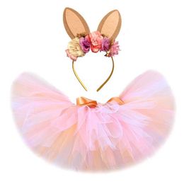 Skirts Easter Bunny Tutu Skirt for Baby Girls Costume Kids Rabbit Fluffy Tutus Toddler Girl Tulle Skirts Outfit for Birthday Party 0-14 Y240522