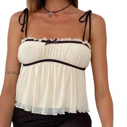 Women's Tanks Sweet Summer Camisole For Women Girls Fashion Tie-up Spaghetti Straps Strapless Crop Tops Backless Sleeveless Slip Vests