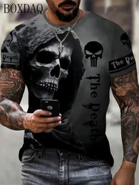 Horror Death Mens Skull TShirts Short Sleeve 3d Print Terror Street Hip Hop T Shirt ONeck Loose Casual Summer Tops Clothing 240513