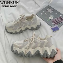 Fitness Shoes Designer Woman Wedges Platform Sneakers Lace-Up Tenis Feminino Casual Chunky Ladies Zapatos Mujer Grey Beige