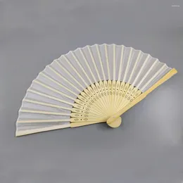 Decorative Figurines Engraved White Folding Elegant Silk Hand Fan With Gift Bag Wedding & Party