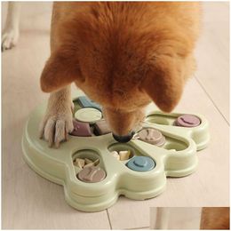 Dog Toys & Chews Pet Puzzle Interactive Slow Feeder Food Dispenser Non Slip Bowl For Pressure Relieving Training Supplies 221007 Drop Dhciw