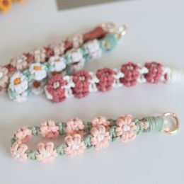Gift Boho Bohemian Keychain Lanyard Bracelet Strap Wrist Charm Crochet Keyring Purse