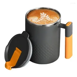 Mugs Thermal Coffee Mug 450ml Double Layer Insulation Tea Cups Stainless Steel Tumbler With Lid And Handle For