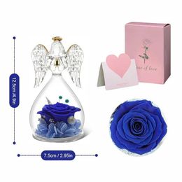 Decorative Objects Figurines The angel rose pattern preserves the eternal in glass as a Valentines Day gift for girlfriends grandmothers and flowers H240521 Y015