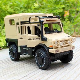 Diecast Model Cars 1/28 UNIMOG U4000 Motorhome Alloy Touring Car Model Diecast High Simulation Metal Off-road Vehicles Car Model Childrens Toy Gift