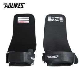 AOLIKES 1 Pair Sport Fiess Wrist bands Pull Up Grip Belt Non-slip Palm Protector Gym Wristbands for Barbell dumbbell Training L2405