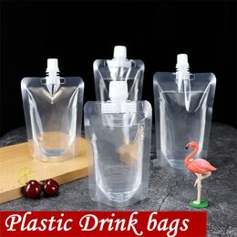 Packing Bags Transparent Plastic Drink Pouch Sealed Reusable Beverage Juice Milk Coffee Travel Organiser Bag LT983