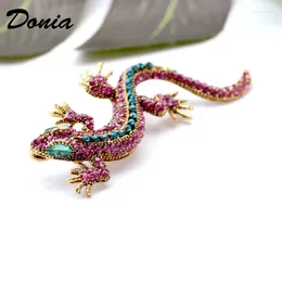 Brooches Donia Jewellery Animal Series Gecko Colour Rhinestone Brooch Four Colours Crystal Men And Women Coat Accessories