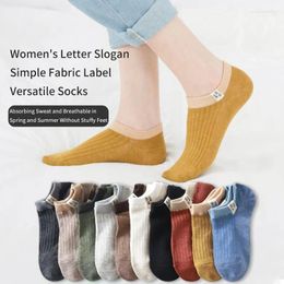 Women Socks 10 Pairs Of Is Spring And Summer Letter Slogans Sweet Cute Fashionable Comfortable College Style Fabric Label