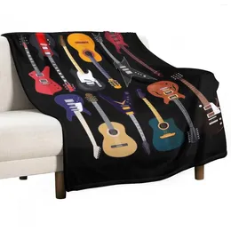 Blankets Musician Different Types Of Guitar Throw Blanket Multi-Purpose Bed Covers Flannel Plaid