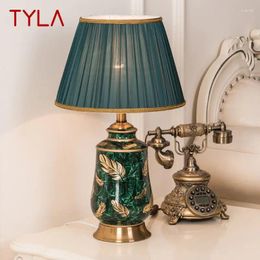 Table Lamps TYLA Modern Green Ceramic Lamp LED Chinese Creative Luxury Bedside Desk Light For Home Living Room Bedroom Decor