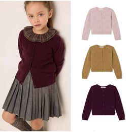 Children s Fall Winter New Wool Knitted Cardigan Girls Cherry Long Sleeve Sweater Baby Kids Tops in Stock L L