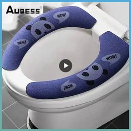 Toilet Seat Covers Universal Cover Soft Cartoon WC Paste Sticky Pad Washable Bathroom Warmer Lid Cushion