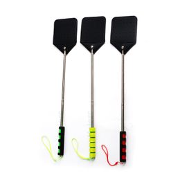 Telescopic Rod Flyswatter Pest Control for Flies Skidproof Hand Swatters with Metal extension Pole Durable Leather Fly Swatter High Quanlity Scrupulous Designing