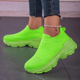 Casual Shoes Moipheng Woman Vulcanised Breathable Slip On Flat Green Platform Sneakers Thick Sole Walking Zapatos De Mujer