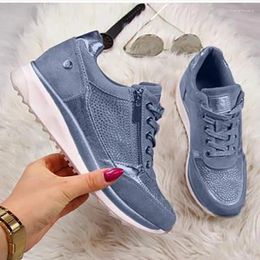 Fitness Shoes Woman Lace Sneakers 2024 Up Fashion Crystal Ladies Walking Women's Casual Women Zip Vulcanised Female Footwear Plus Size