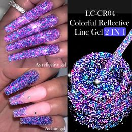 LILYCUTE 5ML Colourful Reflective Glitter Liner Gel Polish Sparkling Painting Nail Semi Permanent UV Lines French 240510