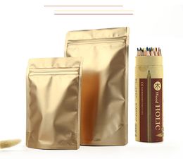 50PCS Gold Aluminum Foil Ziplock Packaging Bag Resealable Spice Coffee Snack Sugar Biscuit Golden Xmas Gifts Storage Pouches