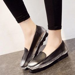 Casual Shoes 2024 Spring Genuine Leather Women Slip On Boat Handmade Soft Mixed Colours Vintage Flats Loafers