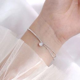 Link Bracelets 925 Silver Plated Tassel Crystal Star Charm Bracelet &Bangle For Women Party Wedding Birthday Jewellery Gifts E144