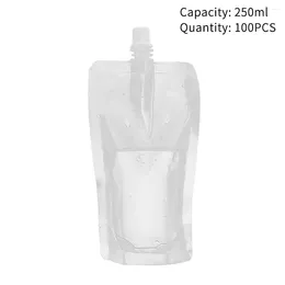Storage Bags 100 Pcs Stand Up Disposable Sealed Durable Packaging Bag Coffee Travel Transparent Drink Pouch Milk With Nozzle Liquid Beverage