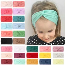 Hair Accessories Newborn Soft Comfortable Elastic Nylon Hairband Fashion Cross Knotted Infant Headband Kids Hair Accessories Clothing Decoration Y240522