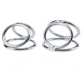 324045mm stainless steel penis ring three rings cock ring metal cock ring ball stretcher sex products for men penis2717654