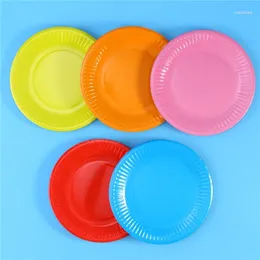 Party Decoration 10pcs Colourful Disc Disposable Plates Cake Paper Pan DIY For Kids Birthday Wedding Tableware Supply Decor