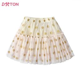 Skirts DXTON Toddlers Girls Polka Dot Party Princess Skirt Kids Mesh Tulle Tutu Skirts 3 to 8 Years Children Casual Clothes Y240522