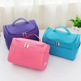 Cosmetic Bags Fashion Solid Colour Large Capacity Travel Wash Bag Portable Pillow Hook Waterproof Oxford Cloth Storage