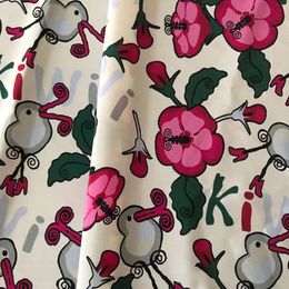 1 Metre 100% Mulberry Silk 20 momme Crepe Silk Fabric Floral Birds Printed 138cm 54" wide by the yard XX031