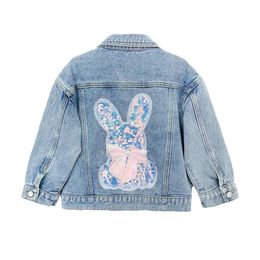 1 2 3 4 5 6 8 10 Years Girls Denim Jacket Cute Rabbit Spring Autumn Fashion Little Princess Baby Coat Birthday Gift Kids Clothes 240522