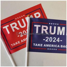 Banner Flags Donald Trump 2024 14X21Cm Take America Back Flag With Flagpole Election Decoration Drop Delivery Home Garden Festive Pa Dhepf